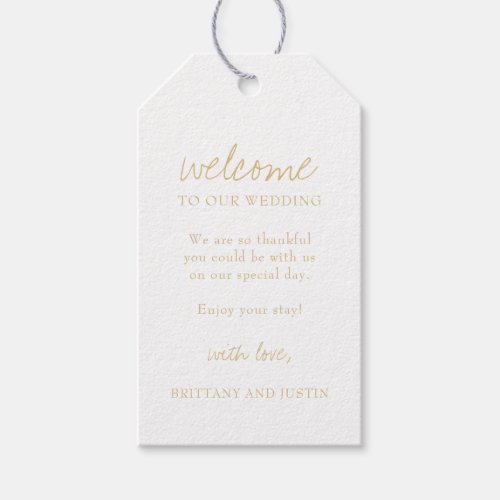 Gold Script Wedding Welcome Gift Tags