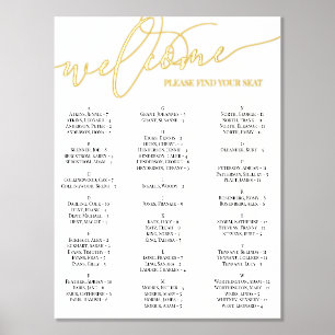 Gold Script Welcome Seating Chart Any Event
