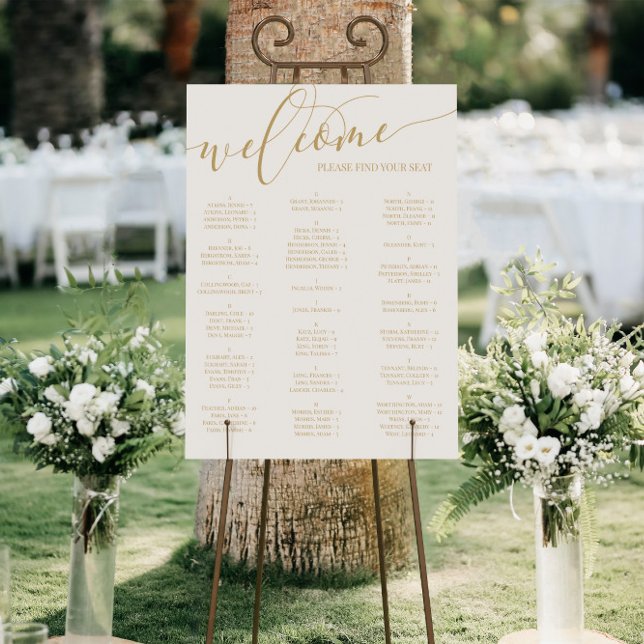 Gold Script Welcome Seating Chart Any Event Foam Board (Creator Uploaded)