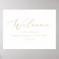 Elegant Script Gold Wedding Welcome Sign