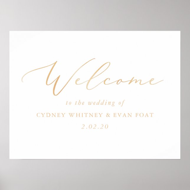 Gold Script Welcome Wedding Sign (Front)