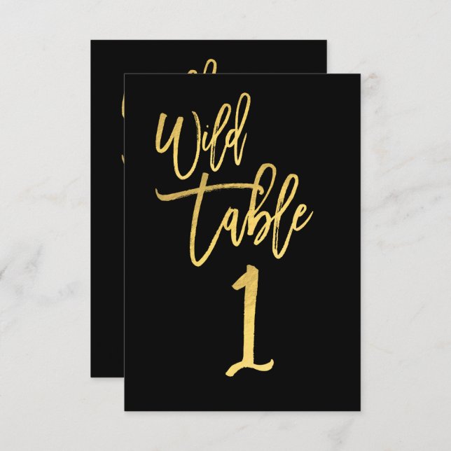 Gold Script Wild Birthday Party Table Number 1  (Front/Back)