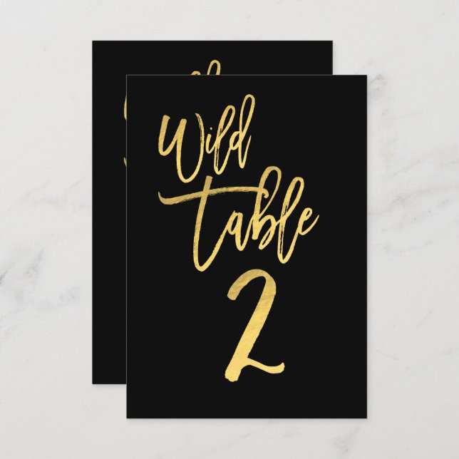 Gold Script Wild Birthday Party Table Number 2 (Front/Back)