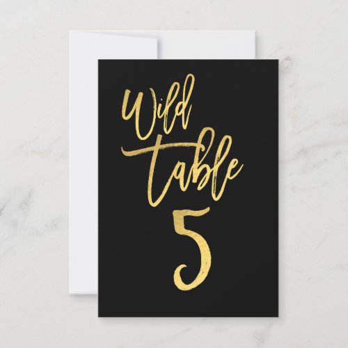 Gold Script Wild Birthday Party Table Number 5