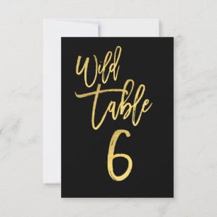 Gold Script Wild Birthday Party Table Number 6