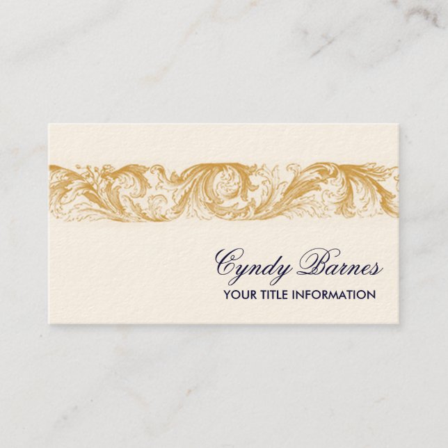 Gold Scroll Band Business Card (Front)