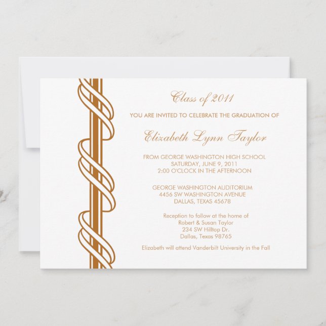 Gold Scroll Bar Graduation Announcements (Front)