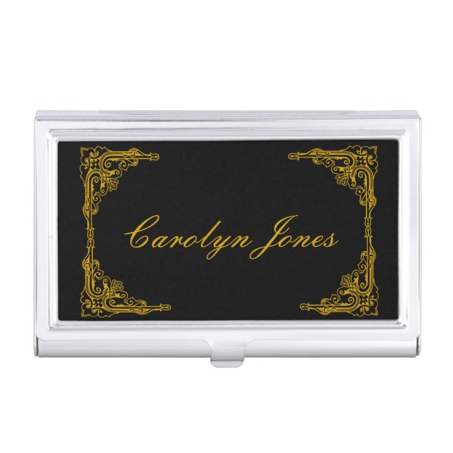 Gold Scroll Business Card Holder (Front)