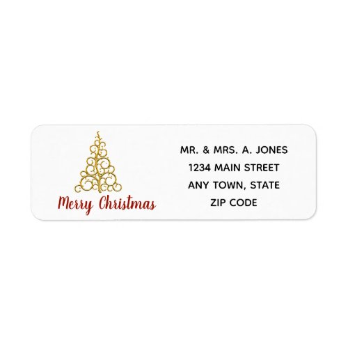 Gold Scroll Christmas Tree Label