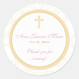 Gold Scroll Cross Address Label/Favor Sticker