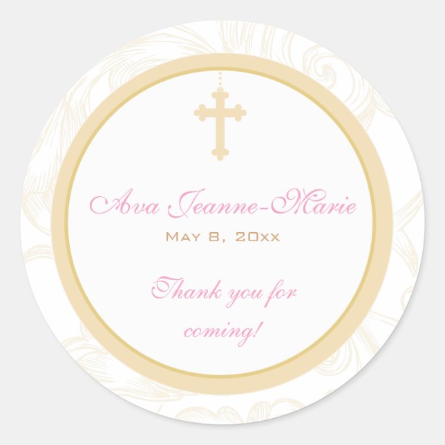 Gold Scroll Cross Address Label/Favor Sticker (Front)