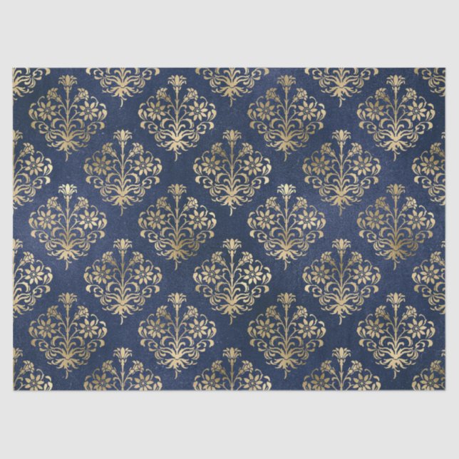 Gold Scroll Design on Purple Decoupage Tissue Paper (Front)