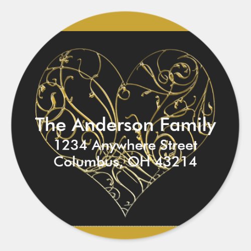 Gold Scroll Heart Design 1 _ Return Address Labels