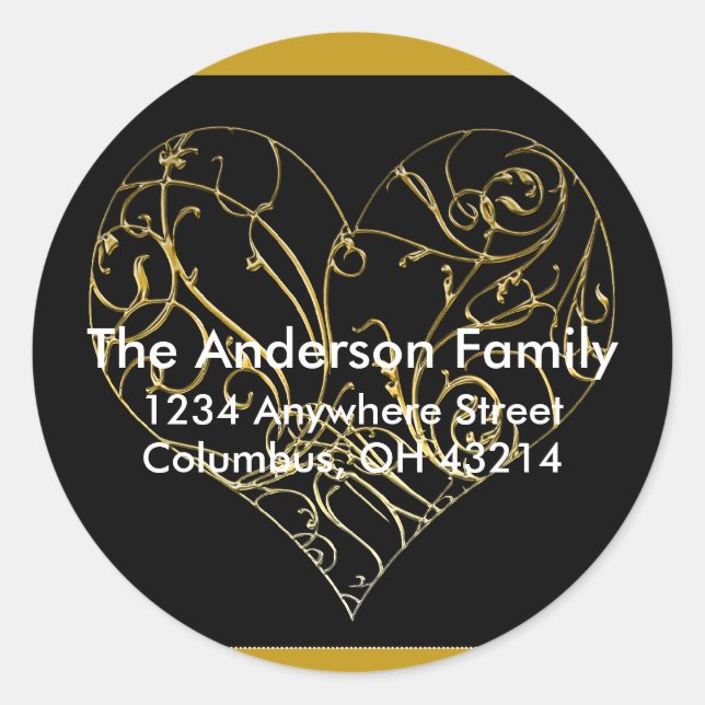 Gold Scroll Heart Design 1 - Return Address Labels (Front)