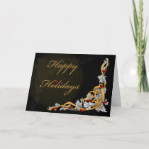 gold scroll holly berriesCorporate Christmas Cards
