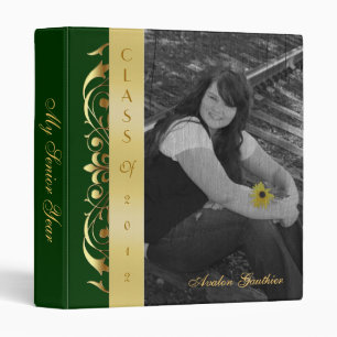 Gold Scroll Photo Green Graduation Album Binder