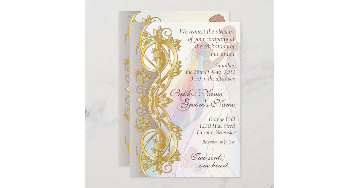  Wedding Invitations Cards Bride and Groom Scroll