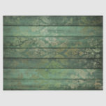 Gold Scrollwork on Green Wood Decoupage Tissue Paper