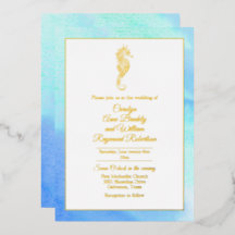 Gold Seahorse with Watercolor Frame