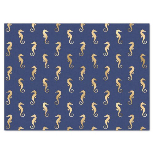Gold Seahorses on Dark BluePurple Decoupage Tissue Paper