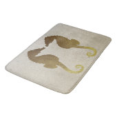 Gold Seahorses on White Sand Bath Mat (Angled)