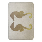 Gold Seahorses on White Sand Bath Mat (Front Vertical)