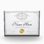 Gold Seal Certificate of Appreciation Template Acrylic Award<br><div class="desc">For those times when a word of thank you is just not enough! Create a quality acrylic block award so the recipient can keep the award forever if they wish. Pip set up this template because she loves the thought of knowing that certificates are being given for volunteer or premium...</div>