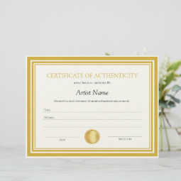 Gold Seal Certificate of Authenticity Template Letterhead | Zazzle