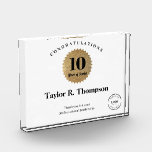 Gold Seal custom logo Employee 10 years of service Acrylic Award<br><div class="desc">Celebrate an employee's exceptional 10 years of dedicated service with our Employee 10 Years of Service Gold Seal Custom Logo Acrylic Award. This elegant and customizable trophy-style acrylic block is the perfect way to recognize their significant milestone and convey your appreciation. The award features an elegant white background color, exuding...</div>