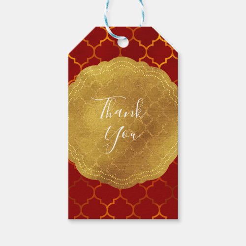 Gold Seal Foil Fiery Red Indian Moroccan Wedding Gift Tags