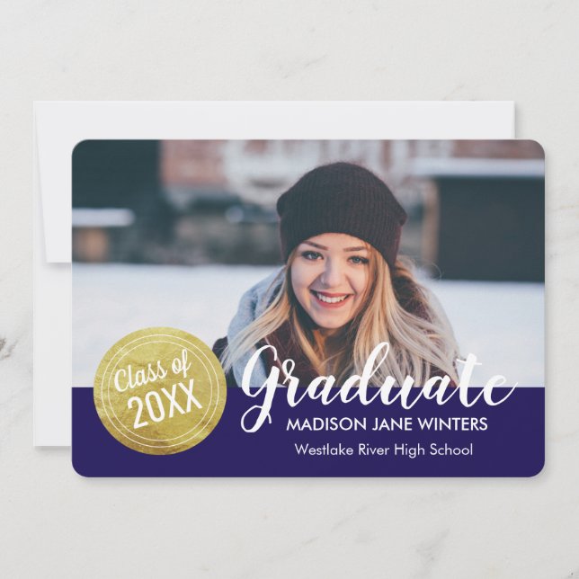 Gold Seal Graduation Announcement - Custom Colors (Front)