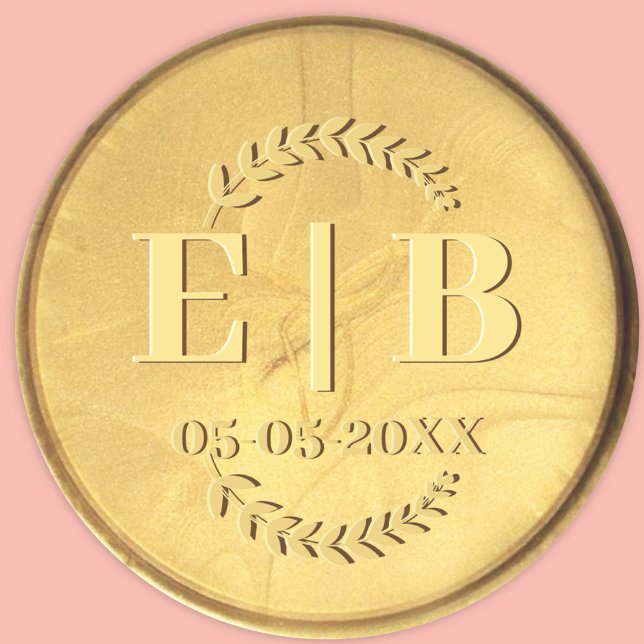 Gold Seal Monogram Date Antique Elegant Wedding  (Creator Uploaded)
