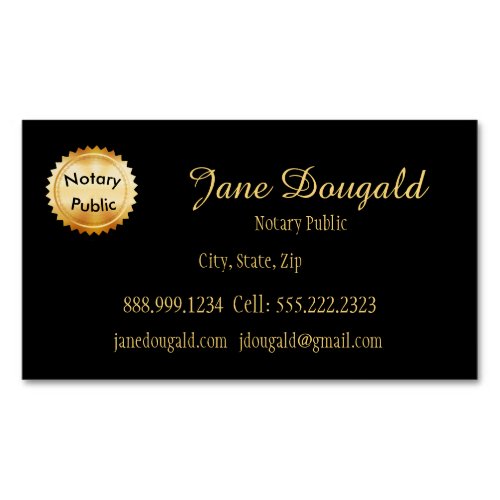 Gold Seal with Black Classic Notary Business Card