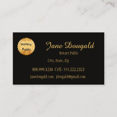 Gold Seal with Black Classic Notary Business Card
