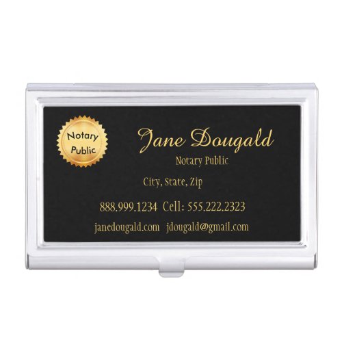 Gold Seal with Black Classic Notary Business Card Business Card Case