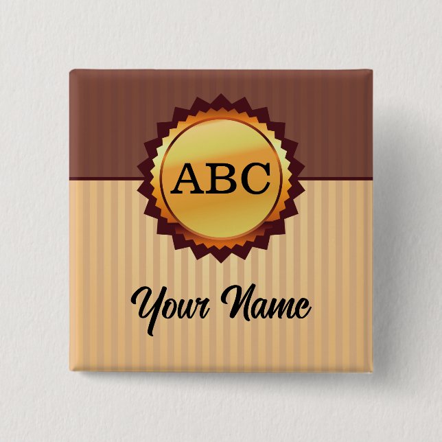 Gold Seal with Initials and Name Customized Button (Front)