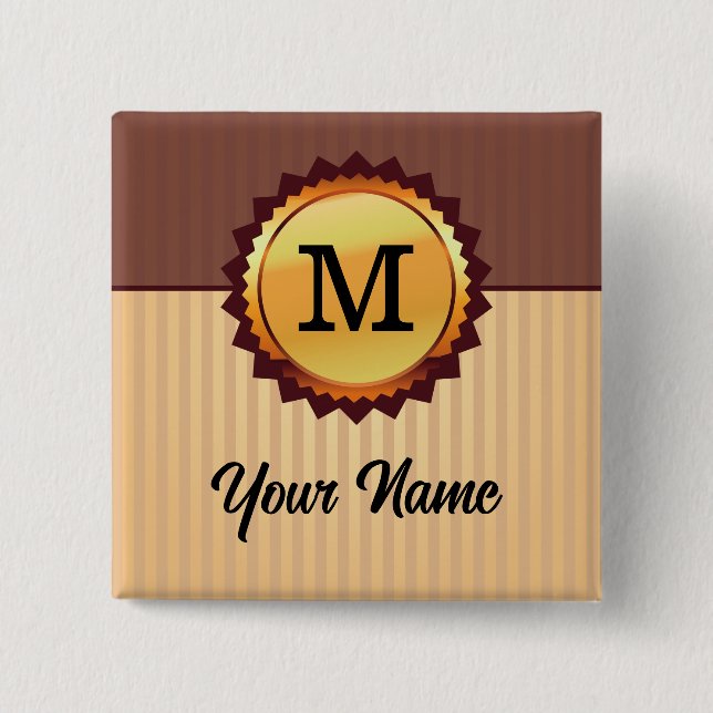 Gold Seal with Monogram and Name Customized Button (Front)