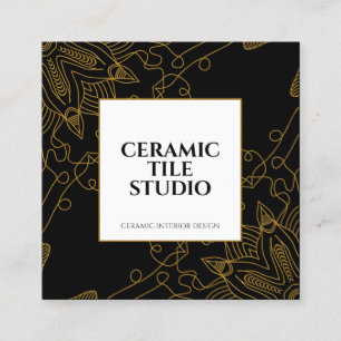 Gold Seamless Mosaic mandala Square Business Card