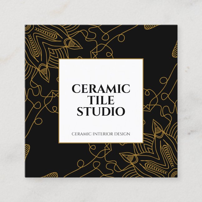 Gold Seamless Mosaic mandala Square Business Card