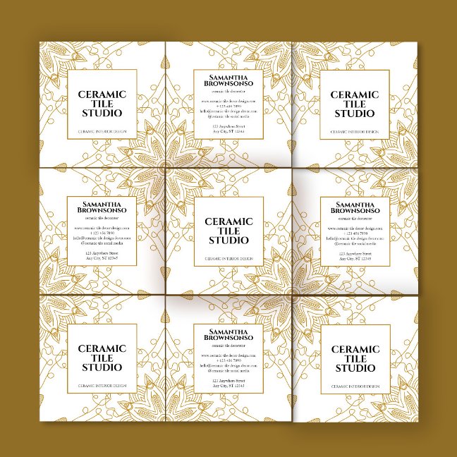 Gold Seamless Mosaic Square Business Card