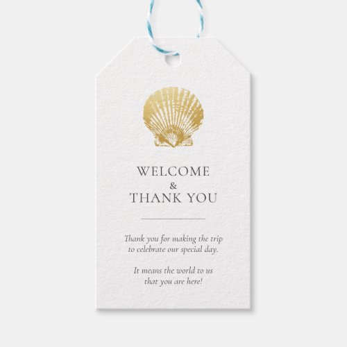 Gold Seashell Beach Wedding Thank You Favor Gift Tags