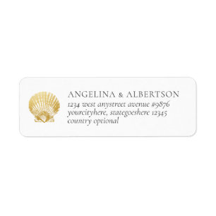 Gold Seashell Elegant Beach Return Address Sticker