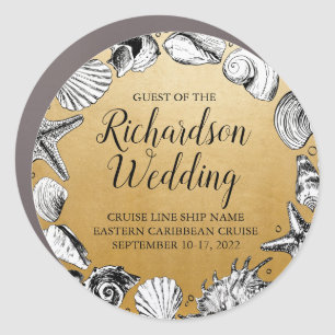 Gold Seashell Guest Of Wedding Cruise Door Magnet