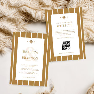 Gold Seashell Monogram Coastal All in One Wedding Invitation
