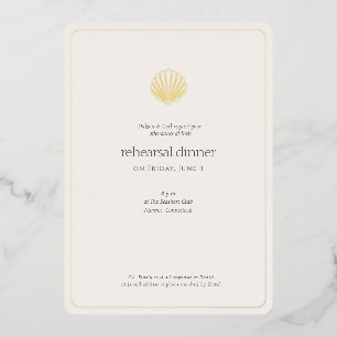 Gold Seashell Night Before Wedding Rehearsal Foil Invitation