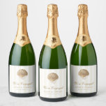 Gold Seashell Pearl Wedding Engagement Party Favor Sparkling Wine Label