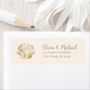 Gold Seashell Scallop Wedding Return Address Label