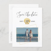 Gold Seashell Simple Modern Beach Wedding Announcement Postcard (Front/Back)