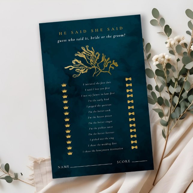 Gold Seaweed He Said She Said Bridal Shower Game (Creator Uploaded)
