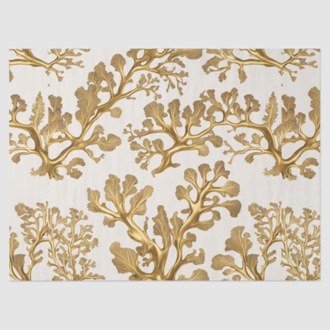 Gold Seaweed on Light Sand Tissue Paper (Front)